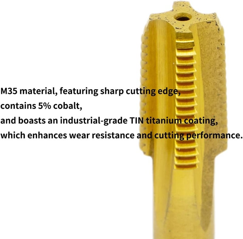 LingGan 3PCS NPT Pipe Tap Set, 1/16" 1/8" 1/4" Tap Pipe Thread, M35 Cobalt Steel, Extra Hard, Industrial Grade for Heavy-Duty Jobs, More Durable & Heat Resistant, Perfect for Stainless Steel - Image 3